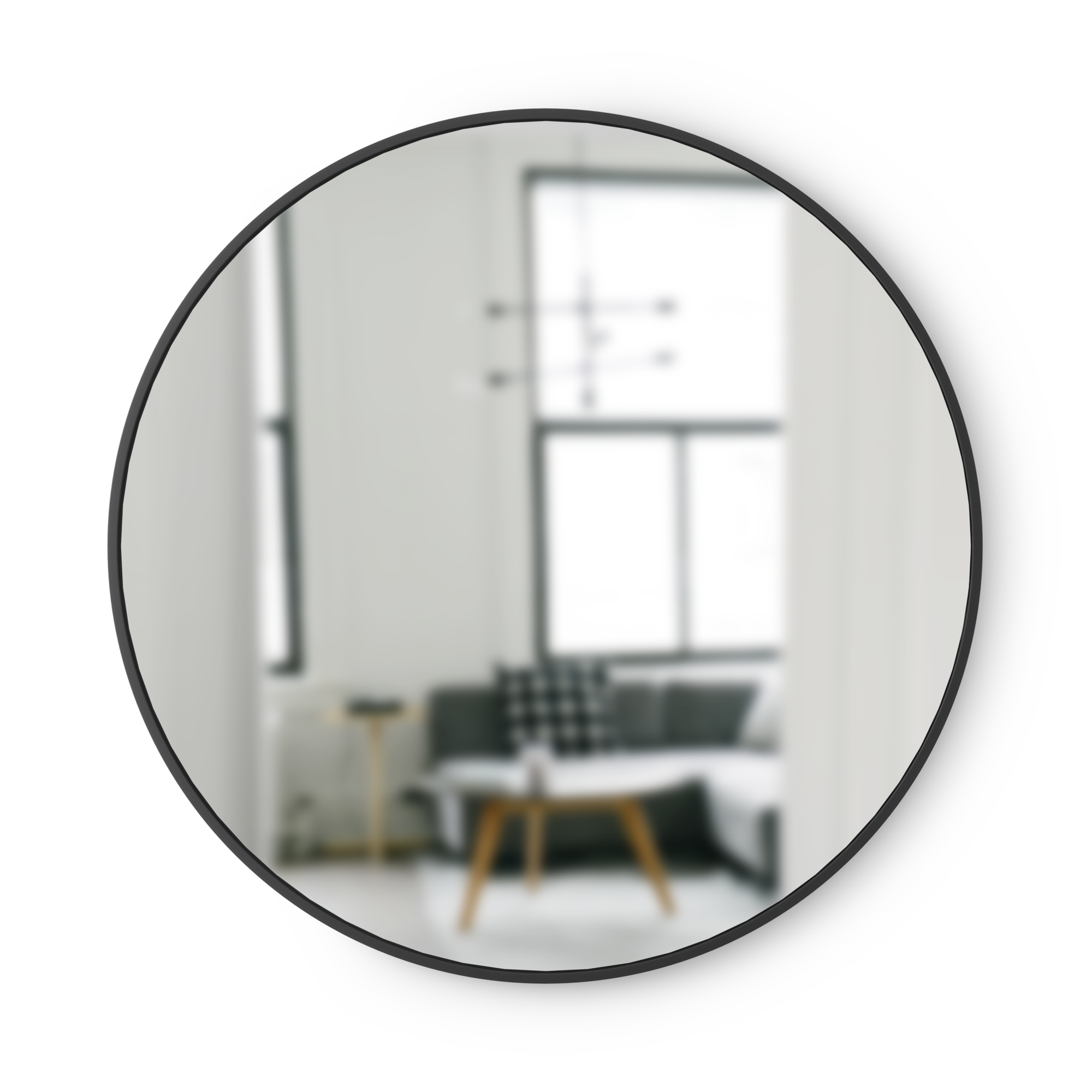 Umbra 37" Black Hub Decorative Round Wall Mirror